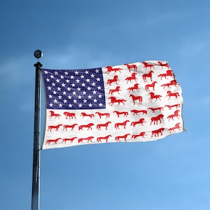 Horse Stripes American Flag 3x5 ft - 100% Polyester, Brass Grommets, Indoor Outdoor, Double or Single Sided Banner