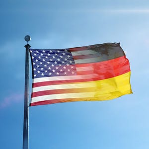 German American Hybrid Flag -  100% Polyester, Brass Grommets, Indoor Outdoor, Single or Double Sided Banner