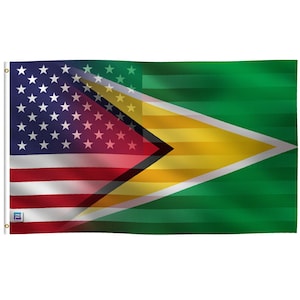 Guyanese American Hybrid Flag -  100% Polyester w/ Brass Grommets - Indoor / Outdoor
