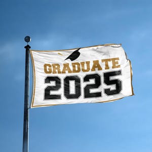 Bandeira da Formatura de 2025, 90 cm x 1,5 m - 100% poliéster, ilhós de latão, para áreas internas e externas, banner de dupla ou única face