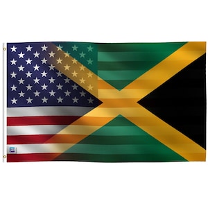 Jamaican American 3x5 ft Flag Blend - 100% Polyester, Grommets, Double Sided