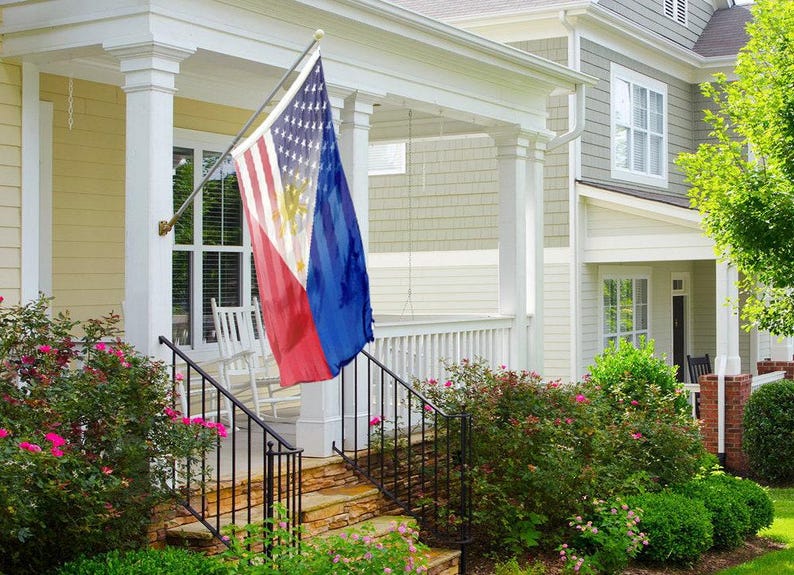 Filipino American Hybrid Flag - Cultural Pride, 12x18 in to 3x5 ft Banner image 4