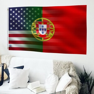Portuguese American Hybrid Flag - Cultural Pride, 12x18 in to 3x5 ft, Brass Grommets image 5