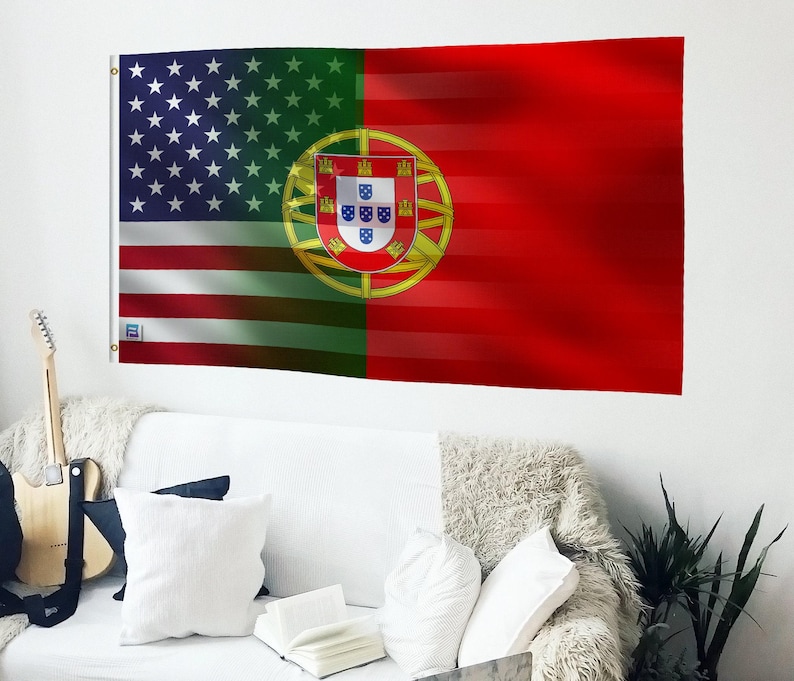 Portuguese American Hybrid Flag - Cultural Pride, 12x18 in to 3x5 ft, Brass Grommets image 5