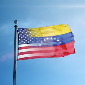Venezuelan American Flag 3x5 ft Blend - 100% Polyester, Brass Grommets, Indoor Outdoor, Single or Double Sided