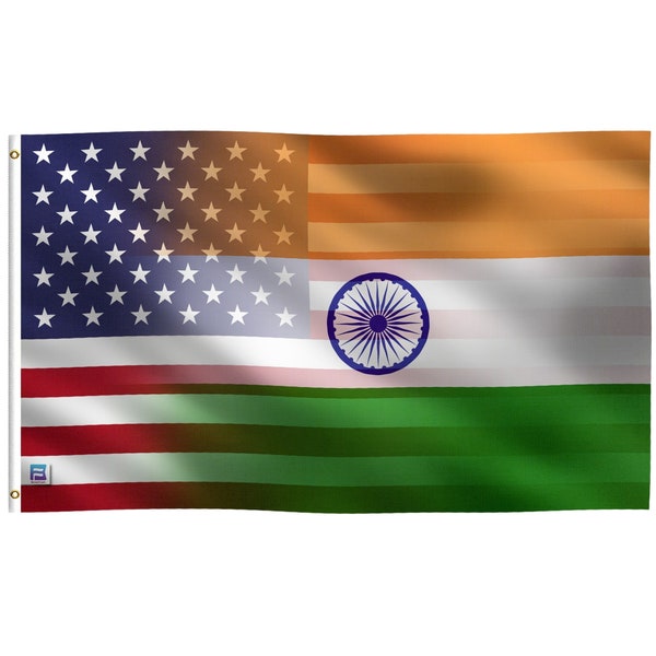 Indian American Hybrid Flag -  100% Polyester w/ Brass Grommets - Indoor / Outdoor