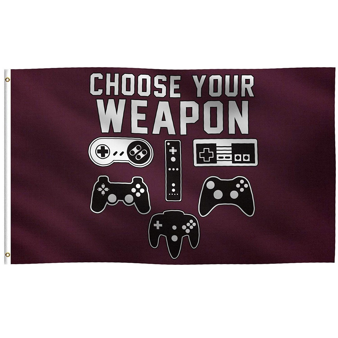 Choose Your Weapon Video Game Flag 100 Polyester Banner W/ Canvas