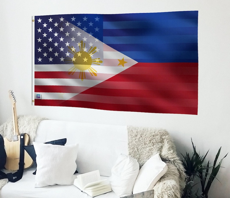 Filipino American Hybrid Flag - Cultural Pride, 12x18 in to 3x5 ft Banner image 5