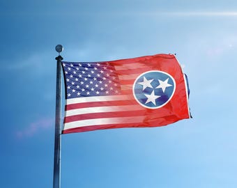 テネシー州とアメリカ国旗のブレンド：屋内/屋外用ポリエステル旗