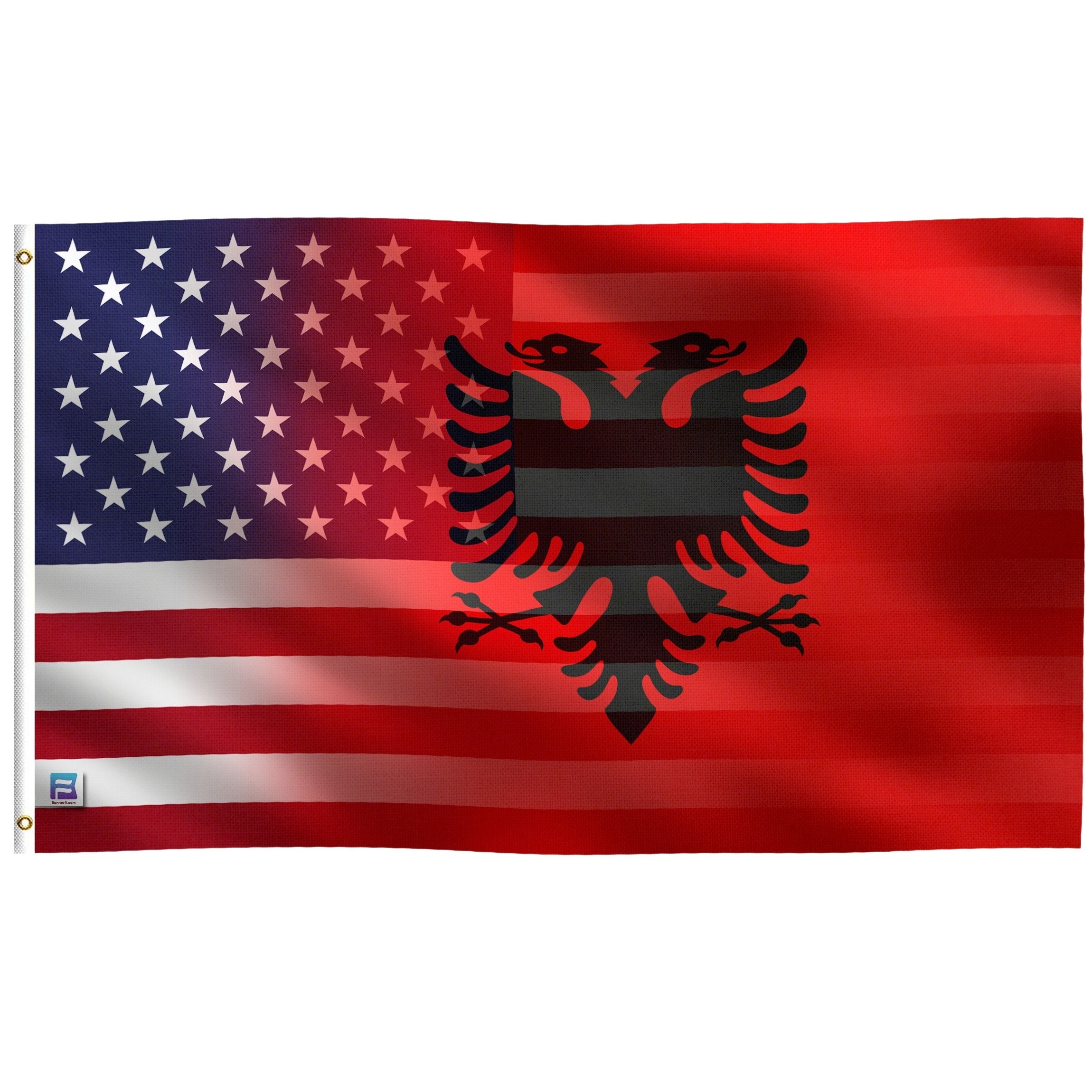 Albanian American Hybrid Flag 100% Polyester W/ Brass