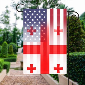 Georgian American Garden Flag - 100% Polyester, 12x18 Inches, Weather-Resistant Outdoor Decor