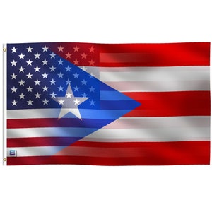 Puerto Rican American Hybrid 3x5 ft Flag -  100% Polyester w/ Brass Grommets - Indoor / Outdoor