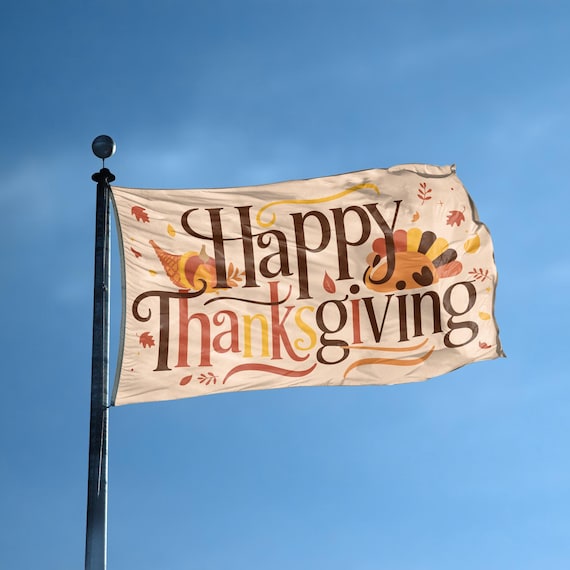 Happy Thanksgiving Flag – 3x5ft Polyester Banner, Indoor/Outdoor