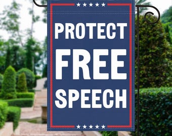 Drapeau de jardin Protect Free Speech - Décoration extérieure politique (12 x 18 pouces)