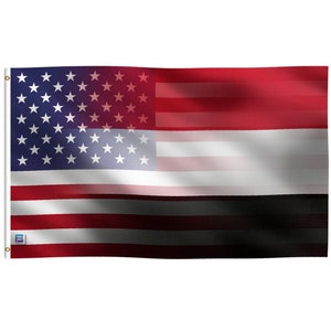 Yemeni American Hybrid Flag -  100% Polyester w/ Brass Grommets - Indoor / Outdoor