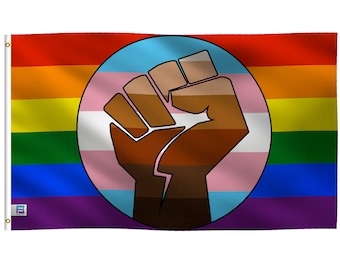 Trans Pride Resist Fist Flag 3x5 Ft, Durable Polyester, Rainbow Banner, LGBTQ Parade Decor, Strong Statement Display