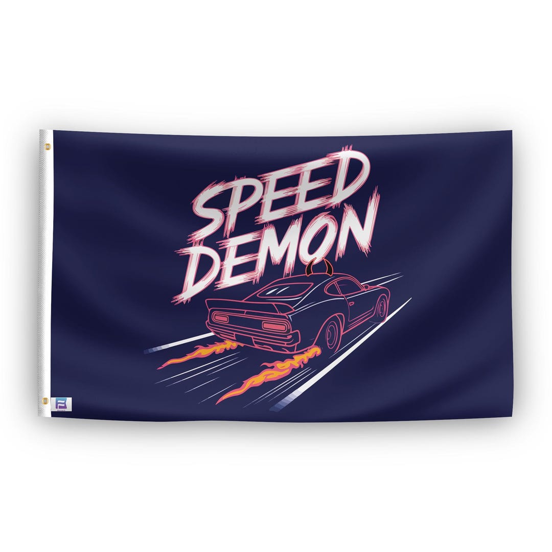 Speed Demon Neon Flag - 100% Polyester, Grommets or Sleeve, Indoor ...