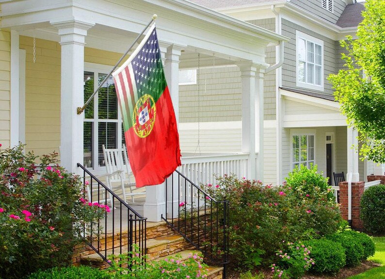 Portuguese American Hybrid Flag - Cultural Pride, 12x18 in to 3x5 ft, Brass Grommets image 4