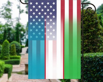 Drapeau de jardin américain ouzbek - 100 % polyester, 12 x 18 pouces, décoration extérieure résistante aux intempéries