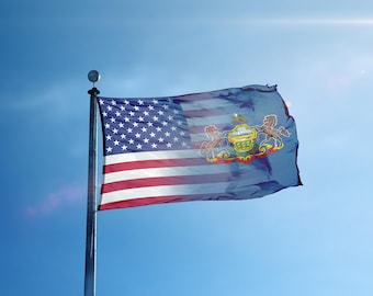 ペンシルバニア州とアメリカ国旗のブレンド：屋内/屋外用ポリエステル旗