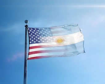 Argentinean American Hybrid Flag 12x18 in to 3x5 ft – Polyester Banner
