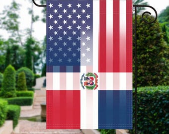 Drapeau de jardin d'Amérique dominicaine - 100 % polyester, 30 x 18 po., décoration d'extérieur résistante aux intempéries