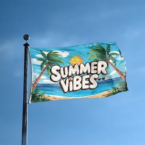 Summer Vibes Flagge 30 x 45 cm bis 3 x 5 Fuß - Polyester Banner mit Messingösen