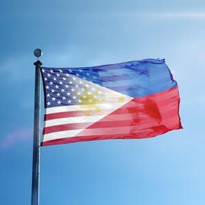 Filipino American Hybrid Flag - Cultural Pride, 12x18 in to 3x5 ft Banner image 3