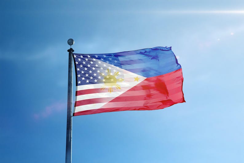 Filipino American Hybrid Flag - Cultural Pride, 12x18 in to 3x5 ft Banner image 3