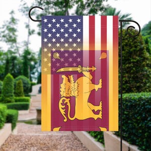 Srilankan American Garden Flagge - 100% Polyester, 12x18 Zoll, wetterbeständiges Außendekor