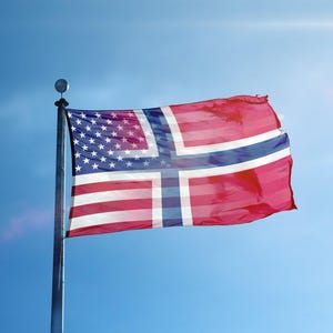 Norwegian American Hybrid Flag: Polyester, Indoor/Outdoor Banner