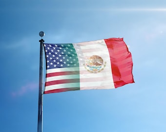 Mexican American Hybrid Flag - 12x18 in to 3x5 ft, Polyester, Brass Grommets