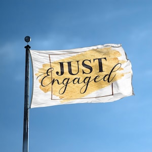 Just Engaged Flag - 100% Polyester, Brass Grommets, Indoor Outdoor, Double or Single Sided Banner