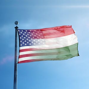 Hungarian American Hybrid Flag 3x5 ft -  100% Polyester, Brass Grommets, Indoor Outdoor, Single or Double Sided Banner
