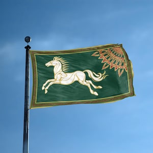 Rohan Pferde-Flagge - Tolkien Decor, Mittelerde-Banner (30 x 45 cm - 9 x 15 cm)