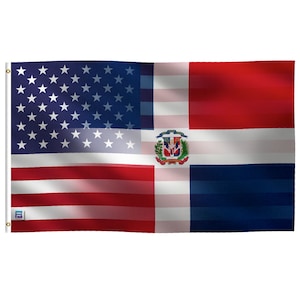 Dominican American Hybrid Flag -  100% Polyester w/ Brass Grommets - Indoor / Outdoor
