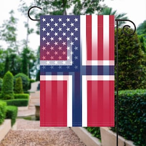 Norwegian American Garden 3x5 ft Flag - 100% Polyester, Grommets, Double Sided