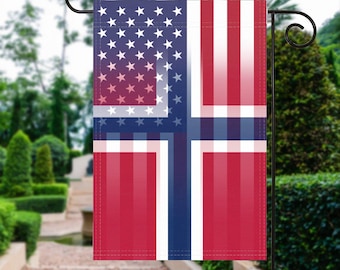 Drapeau Norwegian American Garden 3 x 1,5 m - 100 % polyester, oeillets, double face