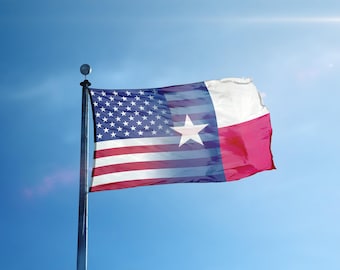 Bandera de poliéster para interiores y exteriores con mezcla de banderas de Texas y Estados Unidos.