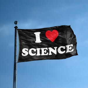 Drapeau J'aime la science : banderole en polyester pour intérieur et extérieur