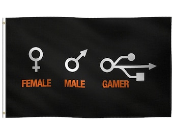 Female Male Gamer Flag - 100% Polyester Banner w/ Brass Grommets - Indoor / Outdoor
