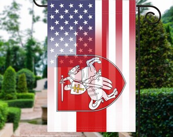 Drapeau de jardin américain pahonia biélorusse - 100 % polyester, 30 x 45 cm, décoration d'extérieur résistante aux intempéries