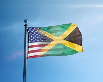 Jamaican American Blend Flag - 12x18 in to 3x5 ft, Indoor Outdoor
