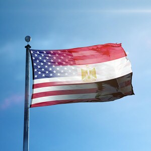 Egyptian American Hybrid Flag 3x5 ft - 100% Polyester, Brass Grommets, Indoor Outdoor, Double or Single Sided Banner