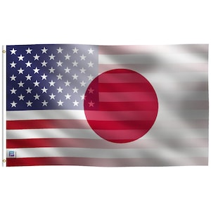Japanese American Flag 3x5 ft Blend - 100% Polyester, Brass Grommets, Indoor Outdoor, Single or Double Sided
