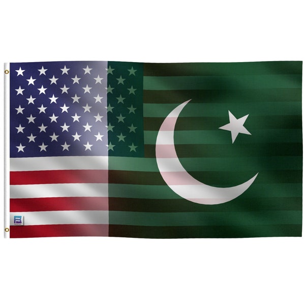 Pakistani American Hybrid Flag -  100% Polyester w/ Brass Grommets - Indoor / Outdoor