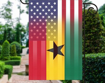 Drapeau de jardin américain du Ghana - 100 % polyester, 30 x 40 cm, décoration d'extérieur résistante aux intempéries