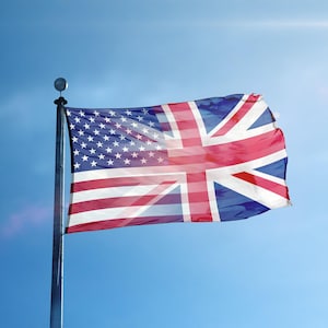 British American Hybrid Flag 3x5 ft -  100% Polyester, Brass Grommets, Indoor Outdoor, Single or Double Sided Banner