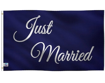 Drapeau Just Married - Bannière de mariage en polyester de 12 x 18 po. à 3 x 5 pi.