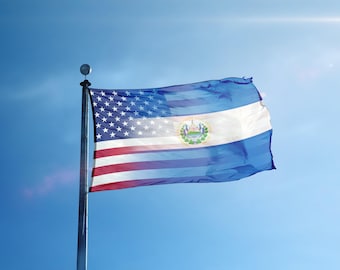 エルサルバドルのアメリカ国旗（ハイブリッド）12 x 18インチから3 x 5フィートまで - ポリエステル混紡、真鍮グロメット